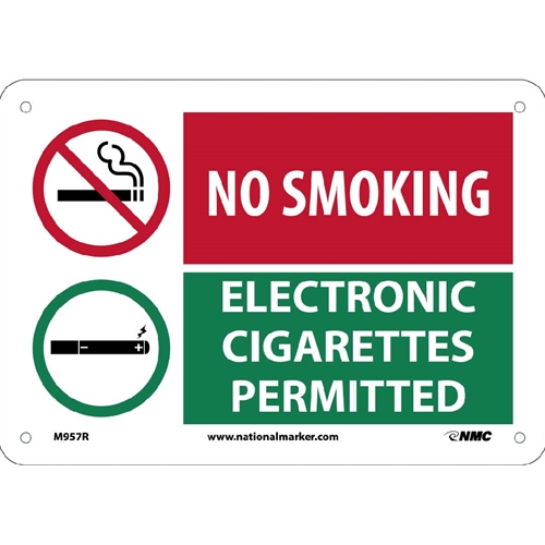 No Smoking Electronic Cigarettes Permitted Sign (M957R)