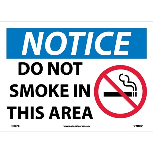 Notice Do Not Smoke In This Area Sign (N260PB)