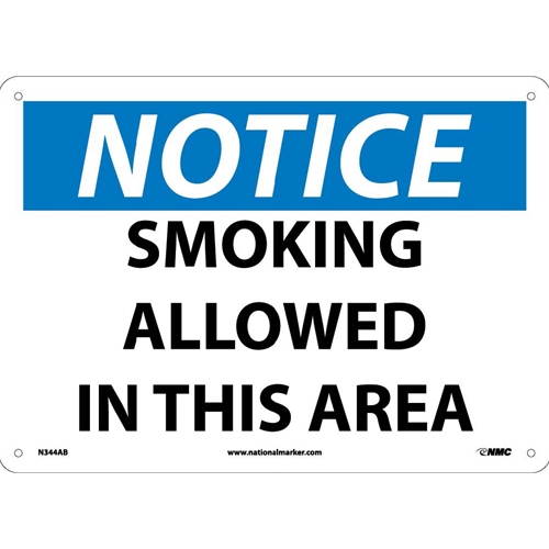 Notice Smoking Allowed In This Area Sign (N344AB)