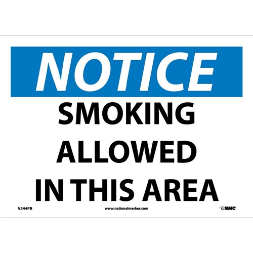Notice Smoking Allowed In This Area Sign (N344PB)