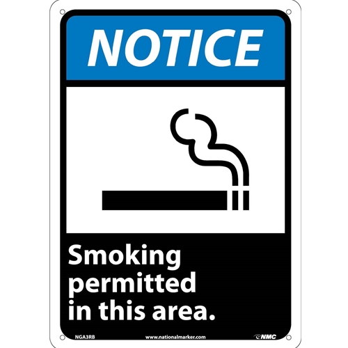 Notice Smoking Permitted In This Area Sign (NGA3RB)