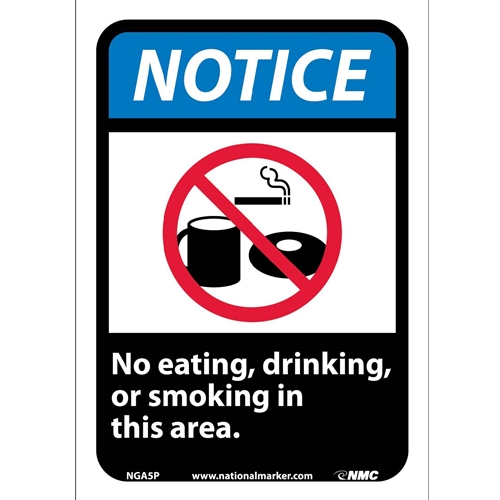 Notice No Eating Drinking Or Smoking In This Area Sign (NGA5P)