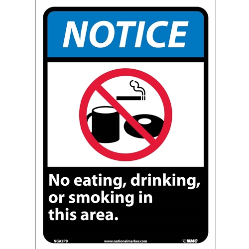 Notice No Eating Drinking Or Smoking In This Area Sign (NGA5PB)