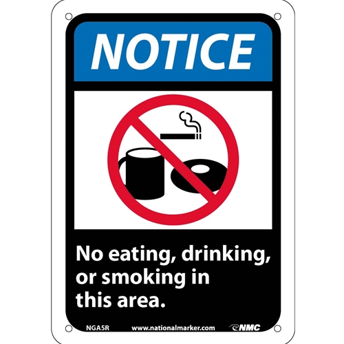 Notice No Eating Drinking Or Smoking In This Area Sign (NGA5R)