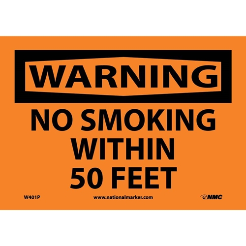 Warning No Smoking Within 50 Feet Sign (W401P)