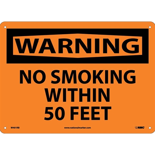 Warning No Smoking Within 50 Feet Sign (W401RB)