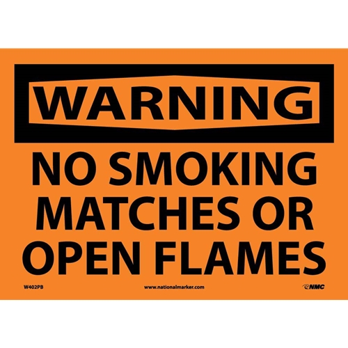 Warning No Smoking Matches Or Open Flames Sign (W402PB)