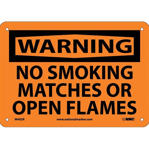 Warning No Smoking Matches Or Open Flames Sign (W402R)
