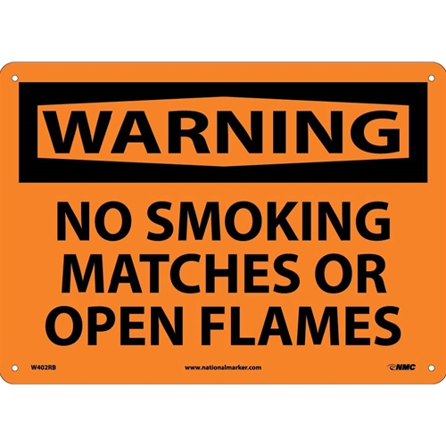 Warning No Smoking Matches Or Open Flames Sign (W402RB)