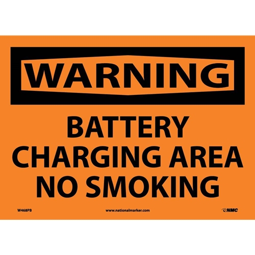 Warning Battery Charging Area No Smoking Sign (W468PB)