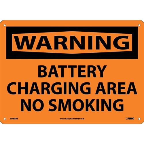 Warning Battery Charging Area No Smoking Sign (W468RB)