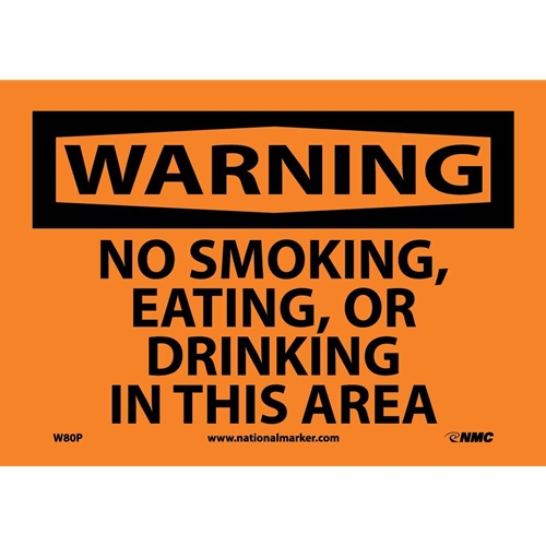 Warning No Smoking Eating Or Drinking Sign (W80P)