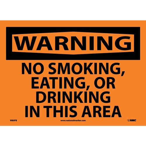Warning No Smoking Eating Or Drinking Sign (W80PB)
