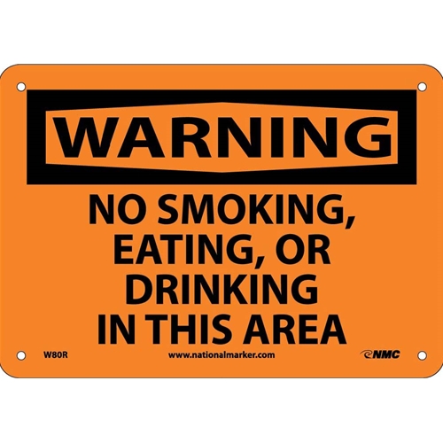 Warning No Smoking Eating Or Drinking Sign (W80R)