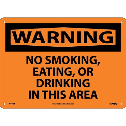 Warning No Smoking Eating Or Drinking Sign (W80RB)
