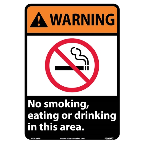 Warning No Smoking Eating Or Drinking Sign (WGA28PB)