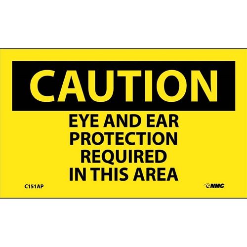 Caution Eye And Ear Protection Required Sign (C151AP)