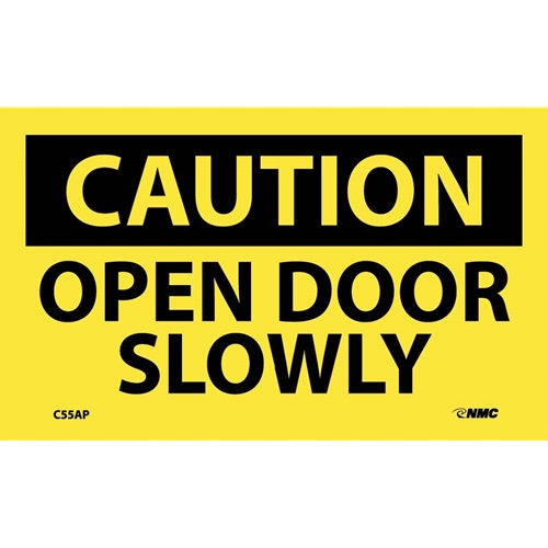 Caution Open Door Slowly Label (C55AP)