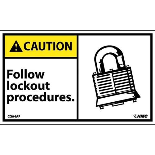 Caution Follow Lockout Procedures Label (CGA4AP)