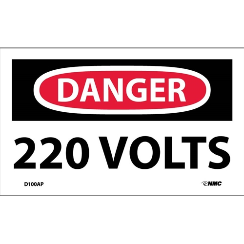 Danger 220 Volts Label (D100AP)