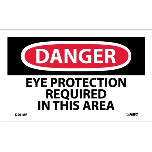 Danger Eye Protection Required In This Area Label (D201AP)