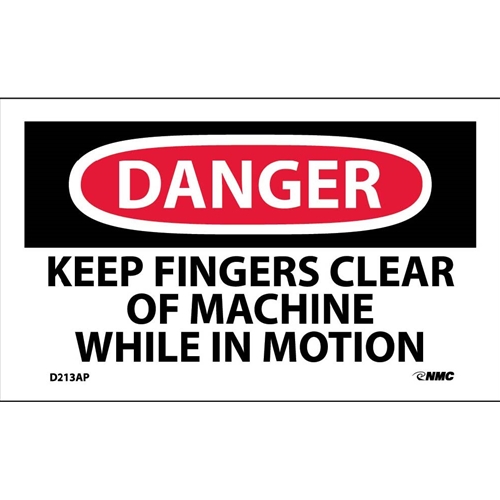 Danger Keep Fingers Clear Of Machine In Motion Label (D213AP)