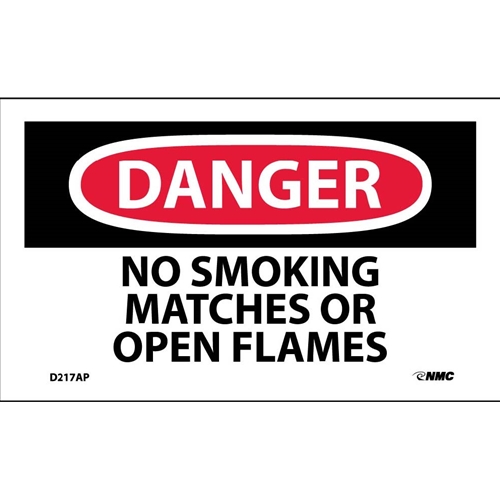 Danger No Smoking Matches Or Open Flames Label (D217AP)