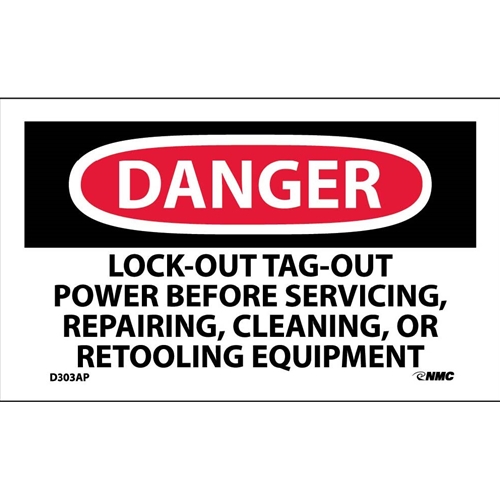 Danger Lock-Out Tag-Out Power Before Use Label (D303AP)