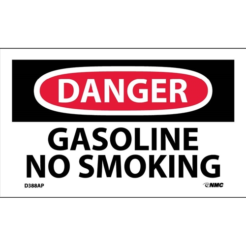 Danger Gasoline No Smoking Label (D388AP)