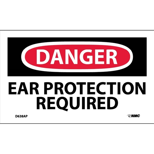 Danger Ear Protection Required Label (D638AP)