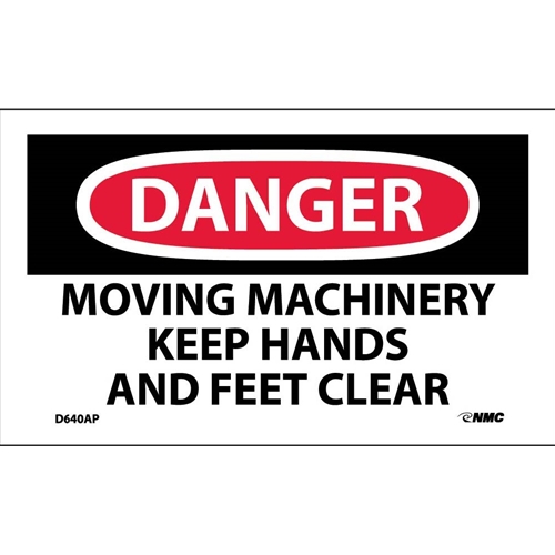Danger Moving Machinery Keep Hands And Feet Clear Label (D640AP)