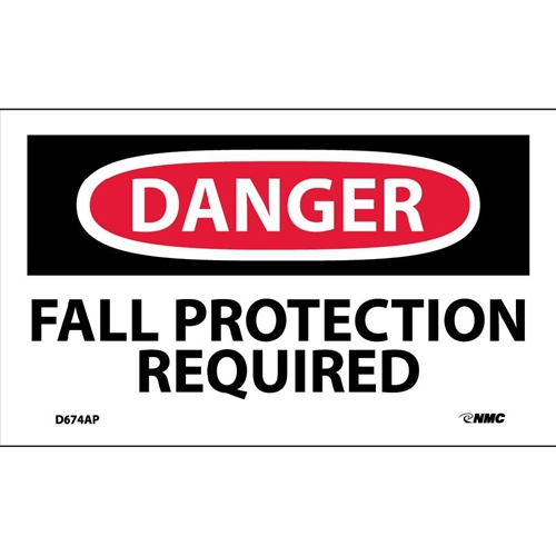 Danger Fall Protection Required Label (D674AP)