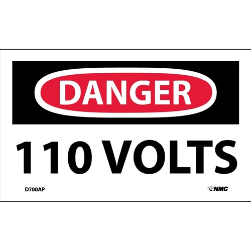 Danger 110 Volts Label (D700AP)