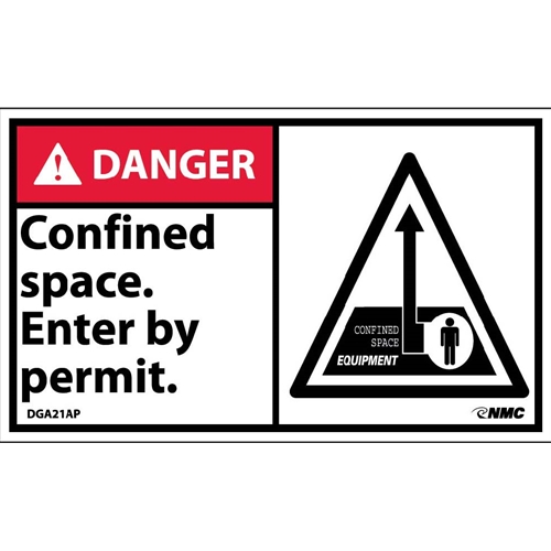 Danger Confined Space Enter By Permit Label (DGA21AP)