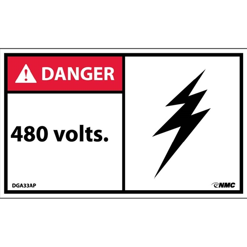 Danger 480 Volts Label (DGA33AP)