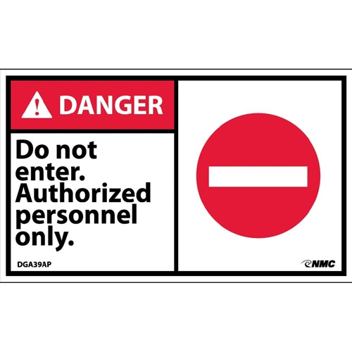 Danger Do Not Enter Authorized Personnel Only Label (DGA39AP)