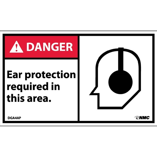 Danger Ear Protection Required In This Area Label (DGA4AP)