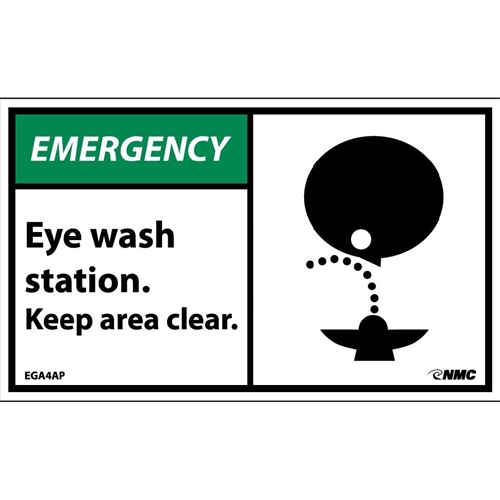 Emergency Eye Wash Station Keep Area Clear Label (EGA4AP)