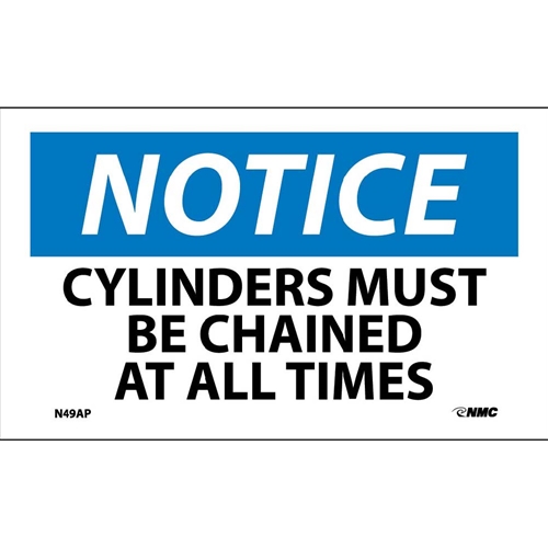 Notice Cylinders Must Be Chained At All Times Label (N49AP)