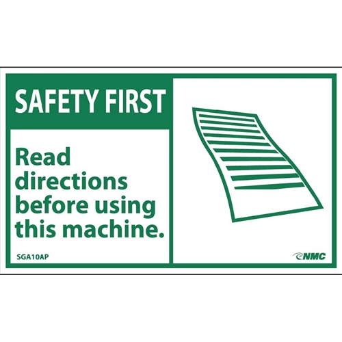 Safety First Read Instructions Before Using This Machine Label (SGA10AP)