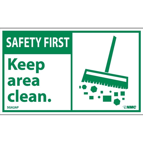 Safety First Keep Area Clean Label (SGA2AP)