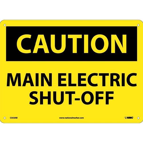 Caution Main Electric Shut-Off Sign (C553AB)