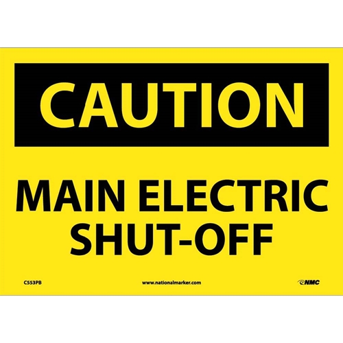 Caution Main Electric Shut-Off Sign (C553PB)