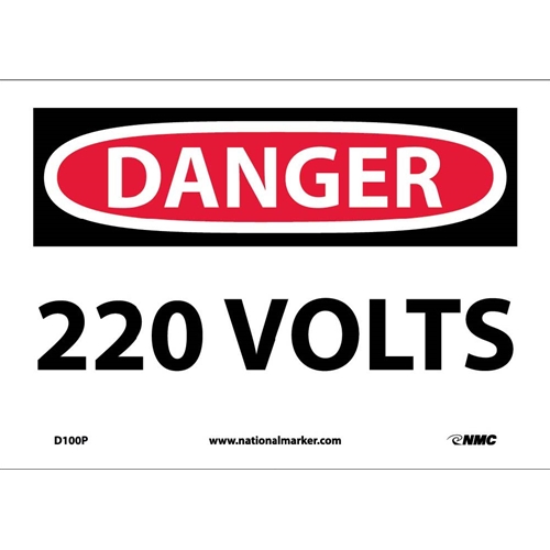 Danger 220 Volts Sign (D100P)