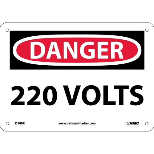 Danger 220 Volts Sign (D100R)