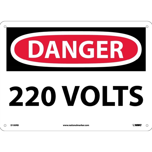 Danger 220 Volts Sign (D100RB)