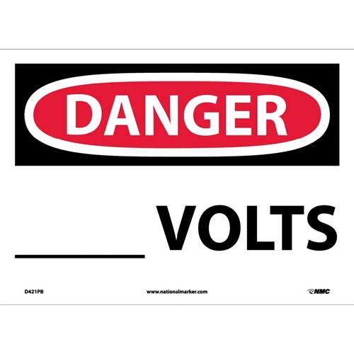 Danger ___ Volts Sign (D421PB)