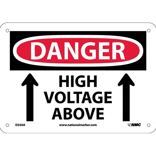 Danger High Voltage Above Sign - Bilingual (D550A)
