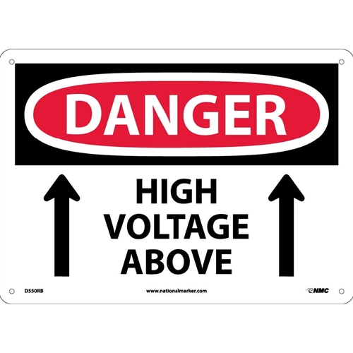 Danger High Voltage Above Sign - Bilingual (D550RB)
