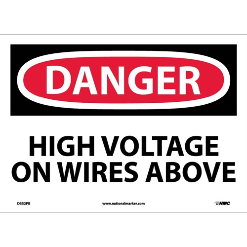 Danger High Voltage On Wires Above Sign (D552PB)